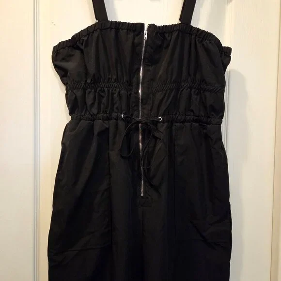 Lightweight Dressy Poly-Blend Overalls Black Jumpsuit Adjustable L - Picture 4 of 9